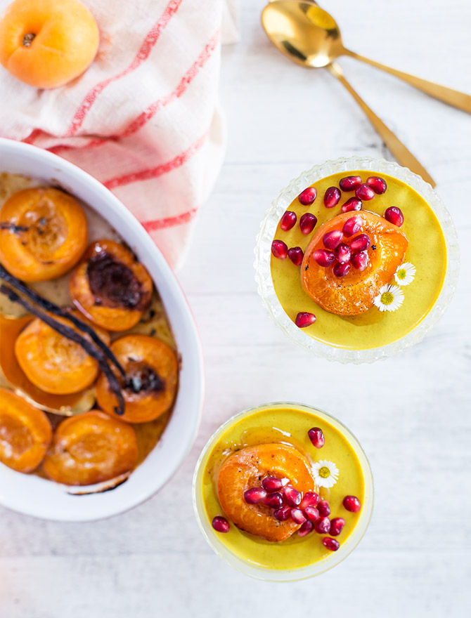 Golden Milk Panna Cotta with Roasted Apricots