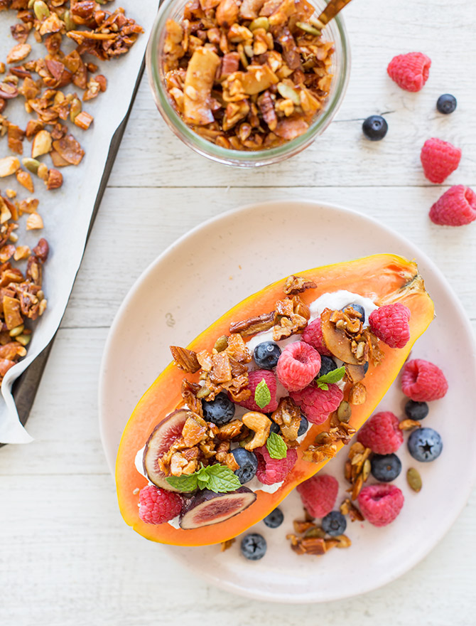 Papaya Boats with Grain Free Granola