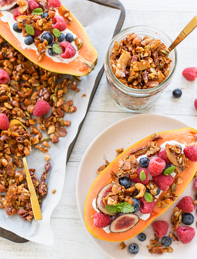 Papaya Boats with Grain Free Granola