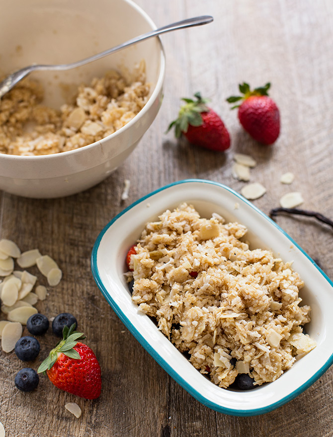 Healthy Berry, Coconut and Quinoa Crumble