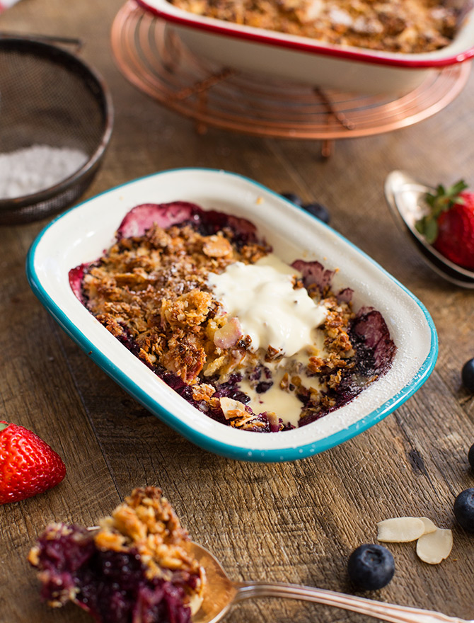 Healthy Berry, Coconut and Quinoa Crumble