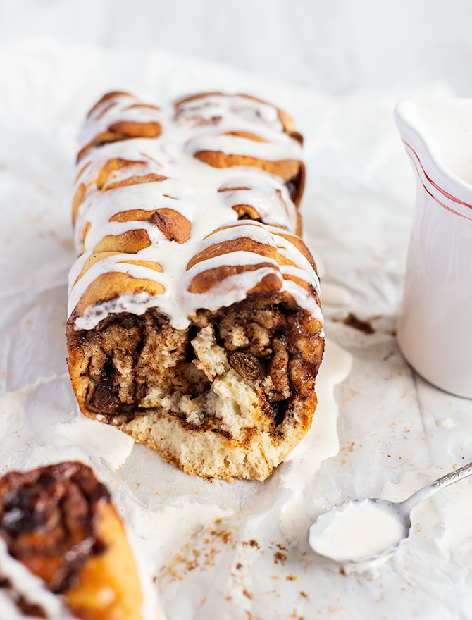 Hot Cross Bun Pull Apart Bread with Cream Cheese Glaze