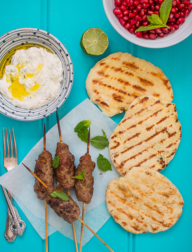 lamb skewers yoghurt flatbread