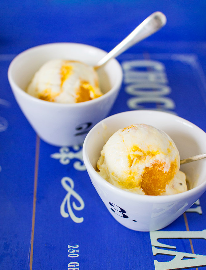 Mango Saffron Swirl No Churn Ice Cream