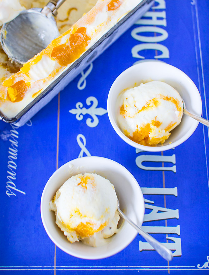 Mango Saffron Swirl No Churn Ice Cream