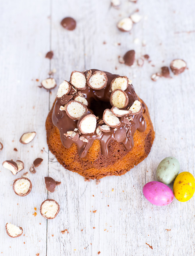 Mini Chocolate Malt Marbled Bundt Cakes