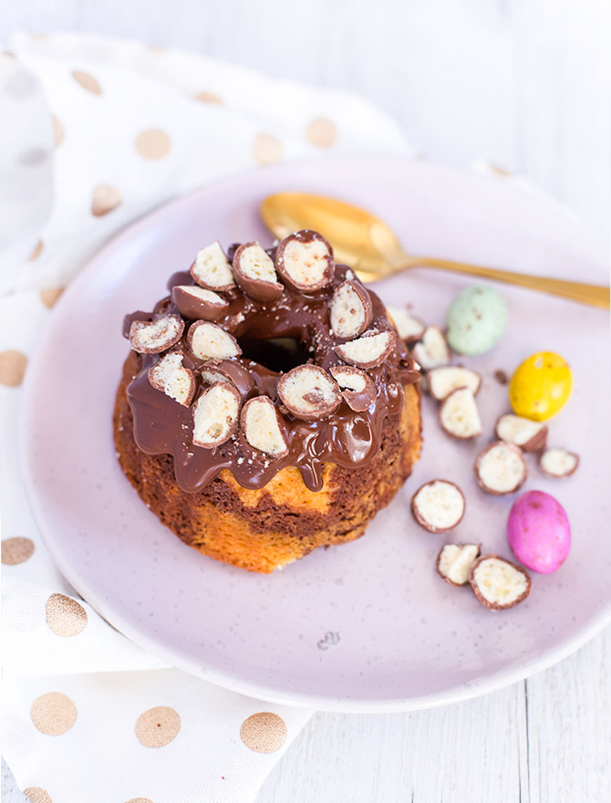 Mini Chocolate Malt Marbled Bundt Cakes