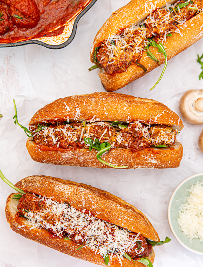 Mushroom Meatball Subs