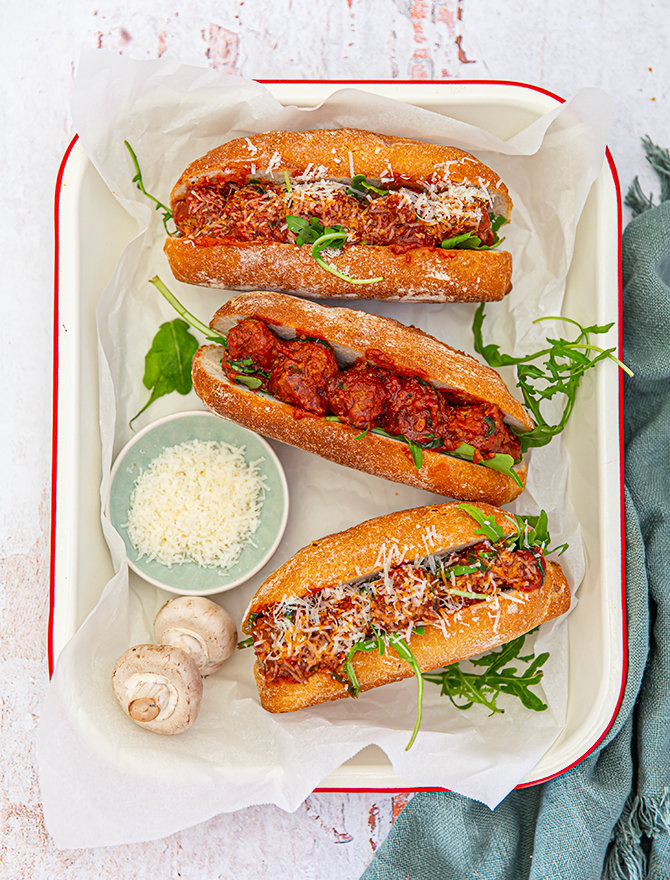 Mushroom Meatball Subs