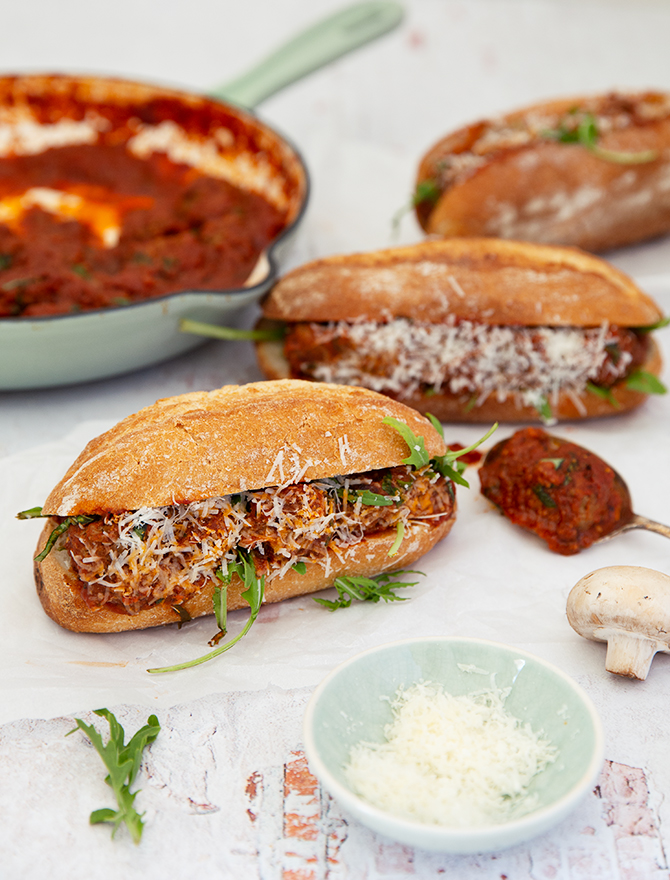 Mushroom Meatball Subs