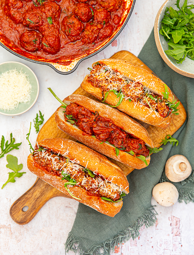 Mushroom Meatball Subs