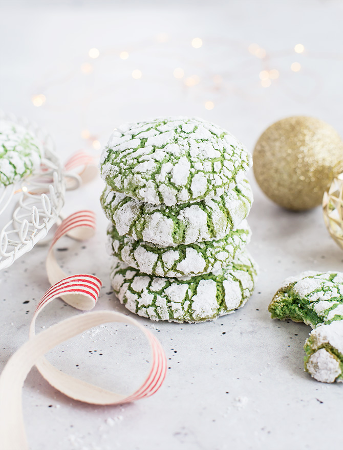 Pandan Crinkle Cookies