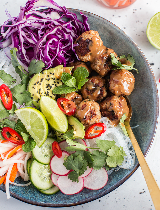 Pork Meatball Banh Mi Salad Bowl