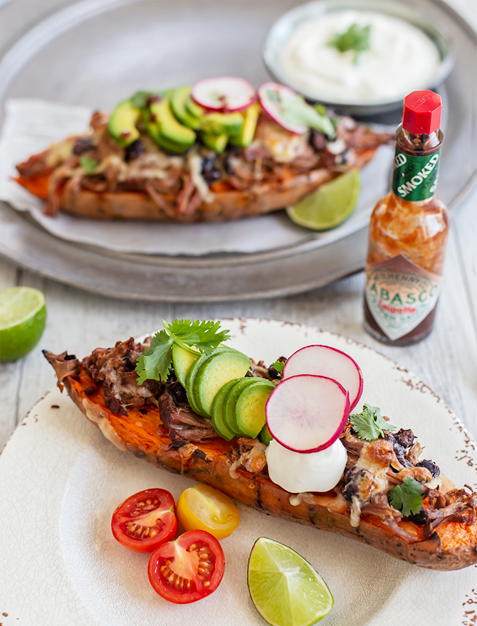 Pulled Pork Loaded Sweet Potatoes