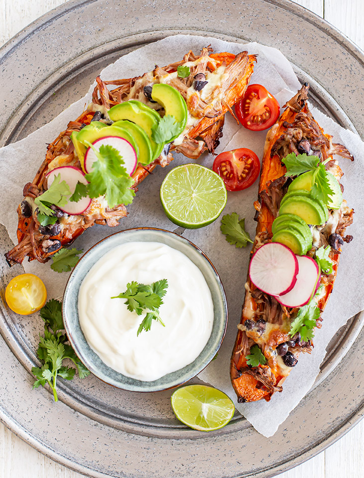 Pulled Pork Loaded Sweet Potatoes