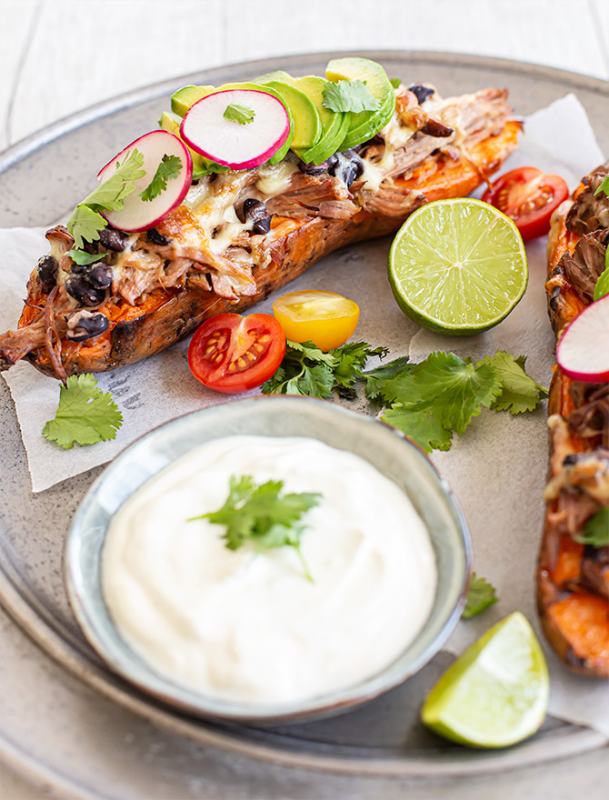 Pulled Pork Loaded Sweet Potatoes