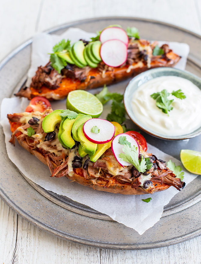 Pulled Pork Loaded Sweet Potatoes