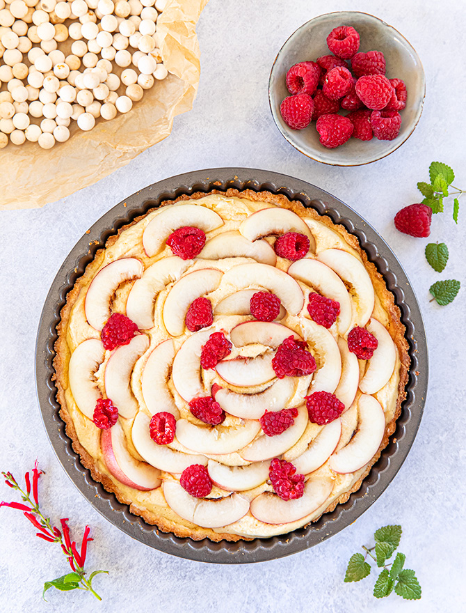 Raspberry Nectarine Frangipane Tart