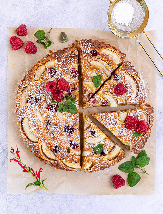 Raspberry Nectarine Frangipane Tart