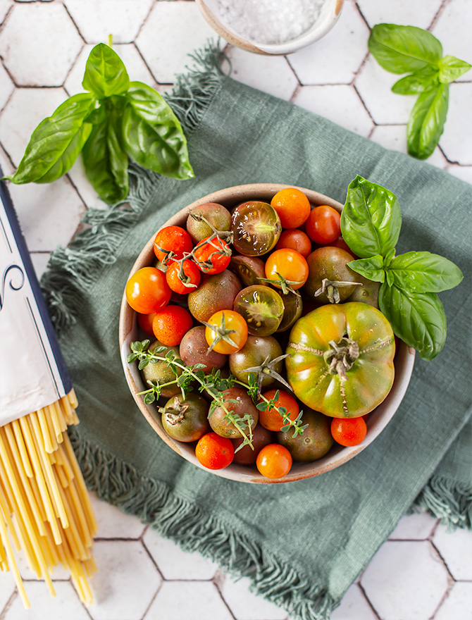 Easy Salami Pasta with Cherry Tomatoes & Burrata