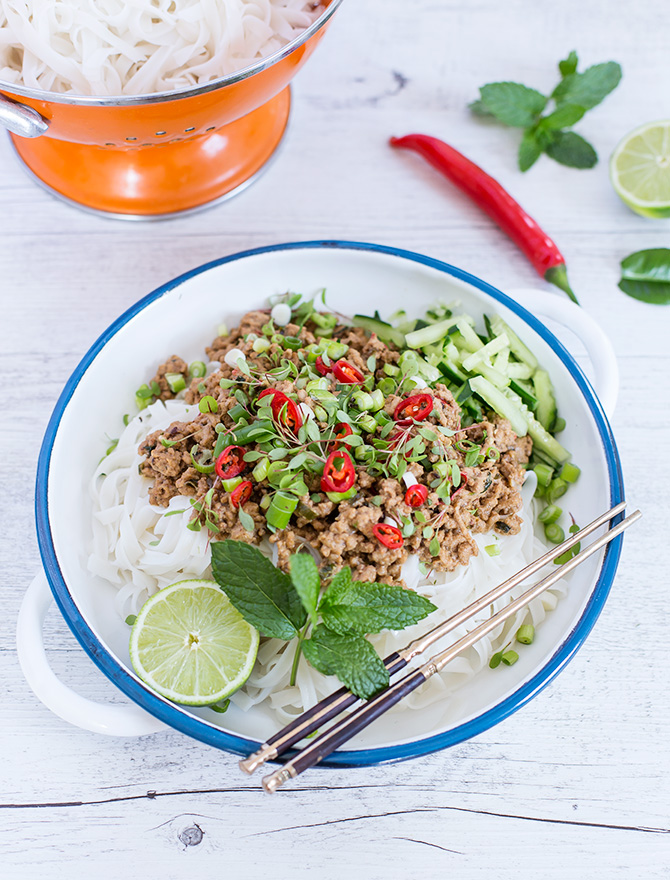 Spicy Pork and Tahini Noodles