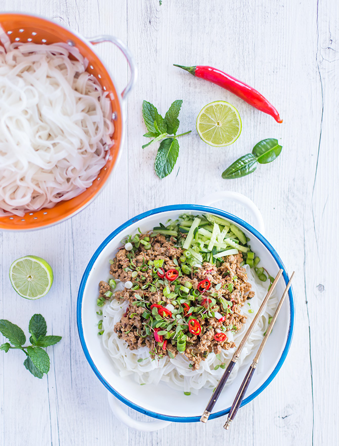 Spicy Pork and Tahini Noodles