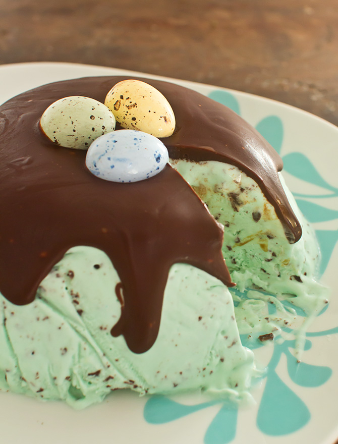 Spicyicecream Easter Recipes - Choc Malt Speckled Ice Cream Bombe