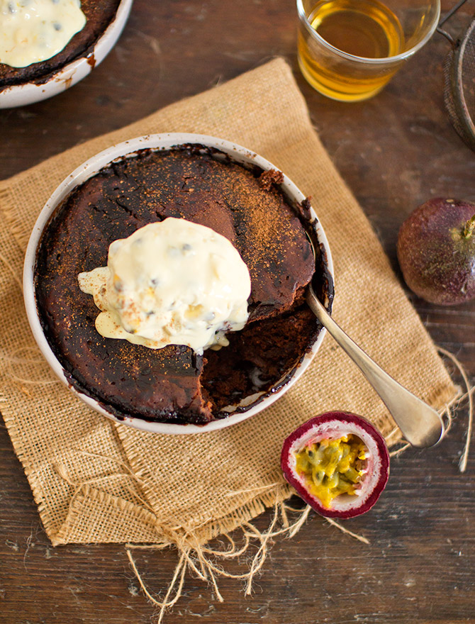 Boozy Desserts - Chocolate Whisky Pudding with Passionfruit Ice Cream