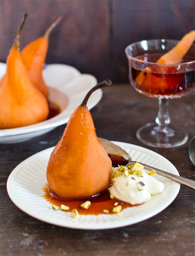 Boozy Desserts - Negroni Poached Pears