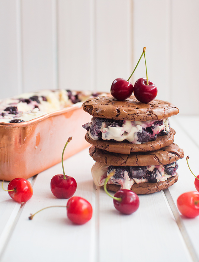 Roasted Cherry Ice Cream Sandwiches