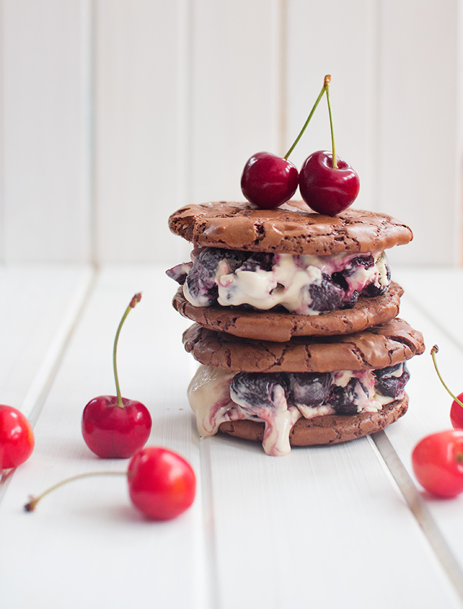 Roasted Cherry Ice Cream Sandwiches