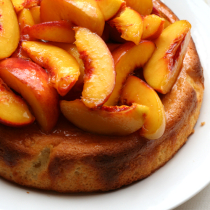 Yoghurt and Almond Cake with Orange Caramel Peaches