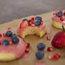 Baked Doughnuts with Fresh Berry and Pomegranate Glaze