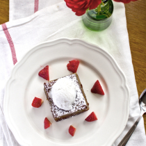 Caramelised Pandan Cake with Coconut Sorbet