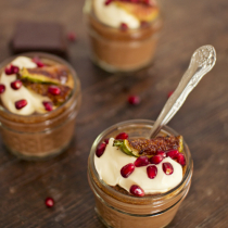 Chocolate & Pomegranate Pot de Creme with Caramelised Figs