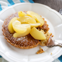 Hazelnut Frangipane Tart with Semillon Vanilla Peaches