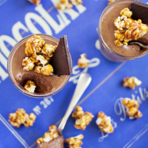 Chocolate Mousse with Bourbon Caramel Popcorn