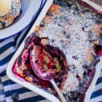 Blueberry Cobbler with No Churn Lemon Curd Ice Cream