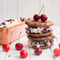 Roasted Cherry Ice Cream Sandwiches (No Churn!)