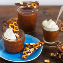 Chocolate Espresso Mousse with Peanut & Pretzel Bark