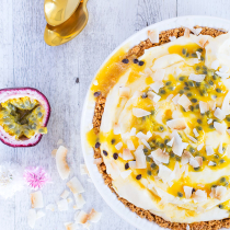 White Chocolate and Passionfruit Ice Cream Pie with Waffle Cone Crust (No Churn!)