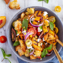 Simple Dinners 23 / Grilled Peach, Corn and Tomato Panzanella Salad