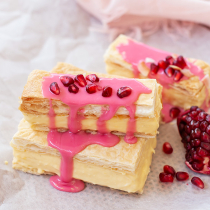 Vanilla Slice with Pomegranate Glaze