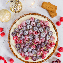 Almost No Bake Christmas Cheesecake with Biscoff Crust