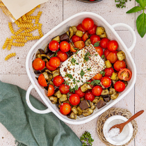 Baked Feta Pasta with Eggplant and Cherry Tomatoes (TikTok recipe)