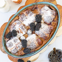 Blackberry and Earl Grey Hot Cross Bun Pudding